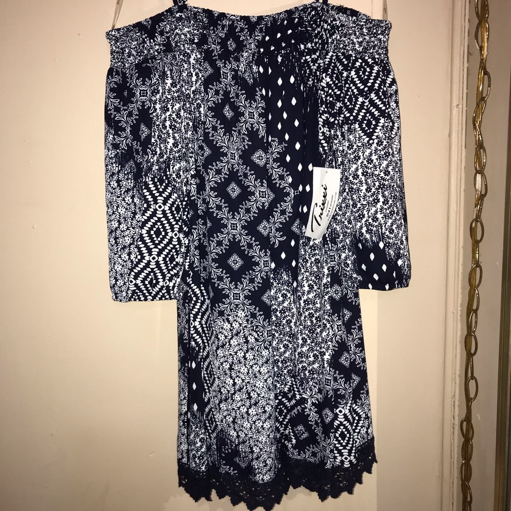 navy blue with white dress.